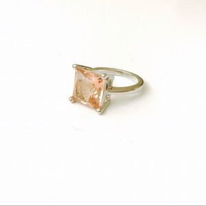 Morganite & Silver Princess Cut Ring NWT Size 6